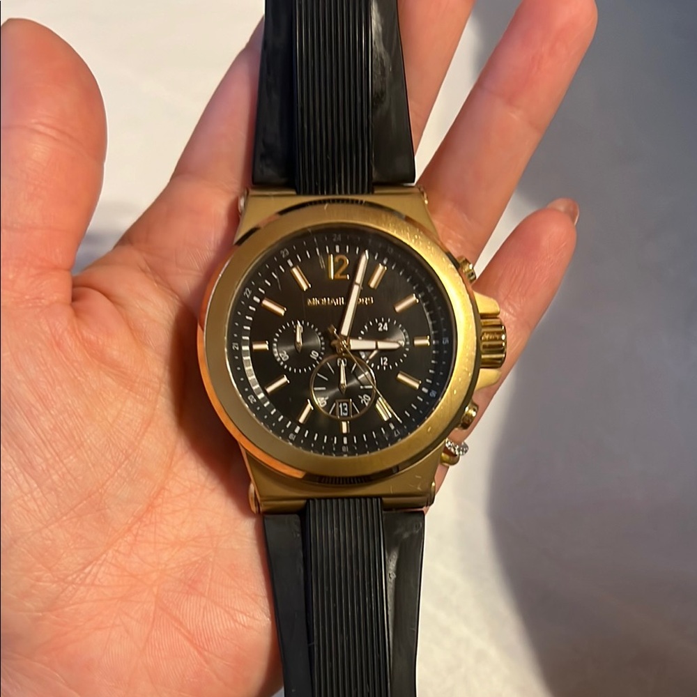 Michael Kors Black and Gold Chronograph Watch